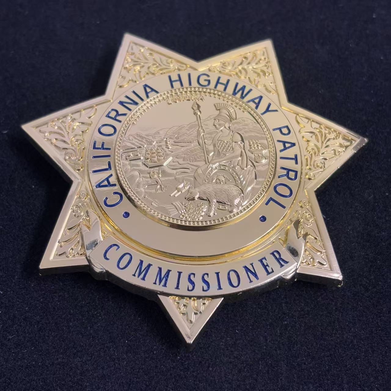 US CHP Commissioner Badge Replik Filmrequisiten Anpassbare Nummer
