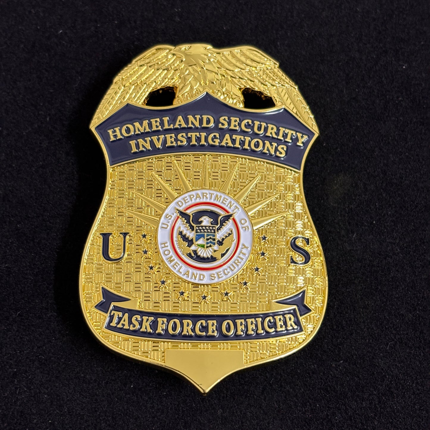 Réplique de l'insigne d'officier de la force opérationnelle HSI TFO des États-Unis, accessoires de cinéma pour les enquêtes sur la sécurité intérieure