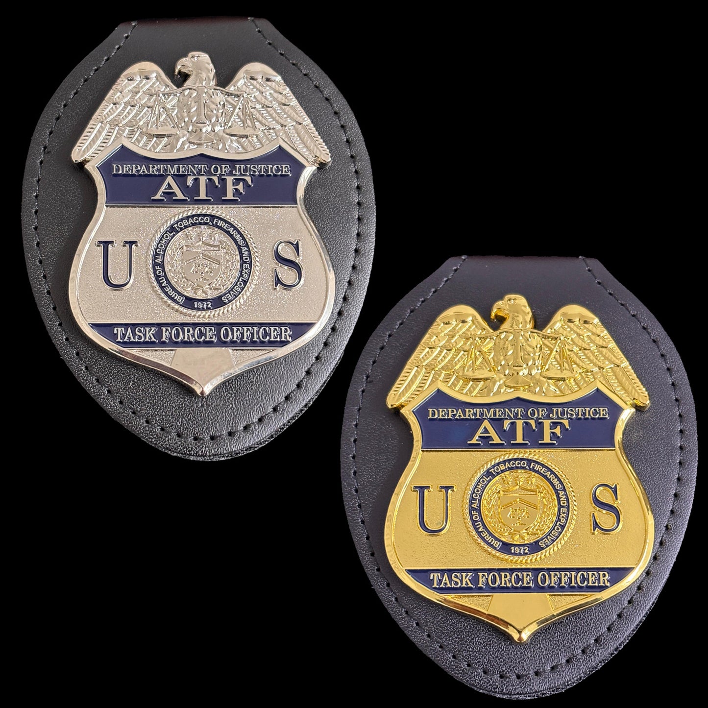 Set mit Repliken der Abzeichen von ATF Special Agent und Task Force Officer, Filmrequisiten