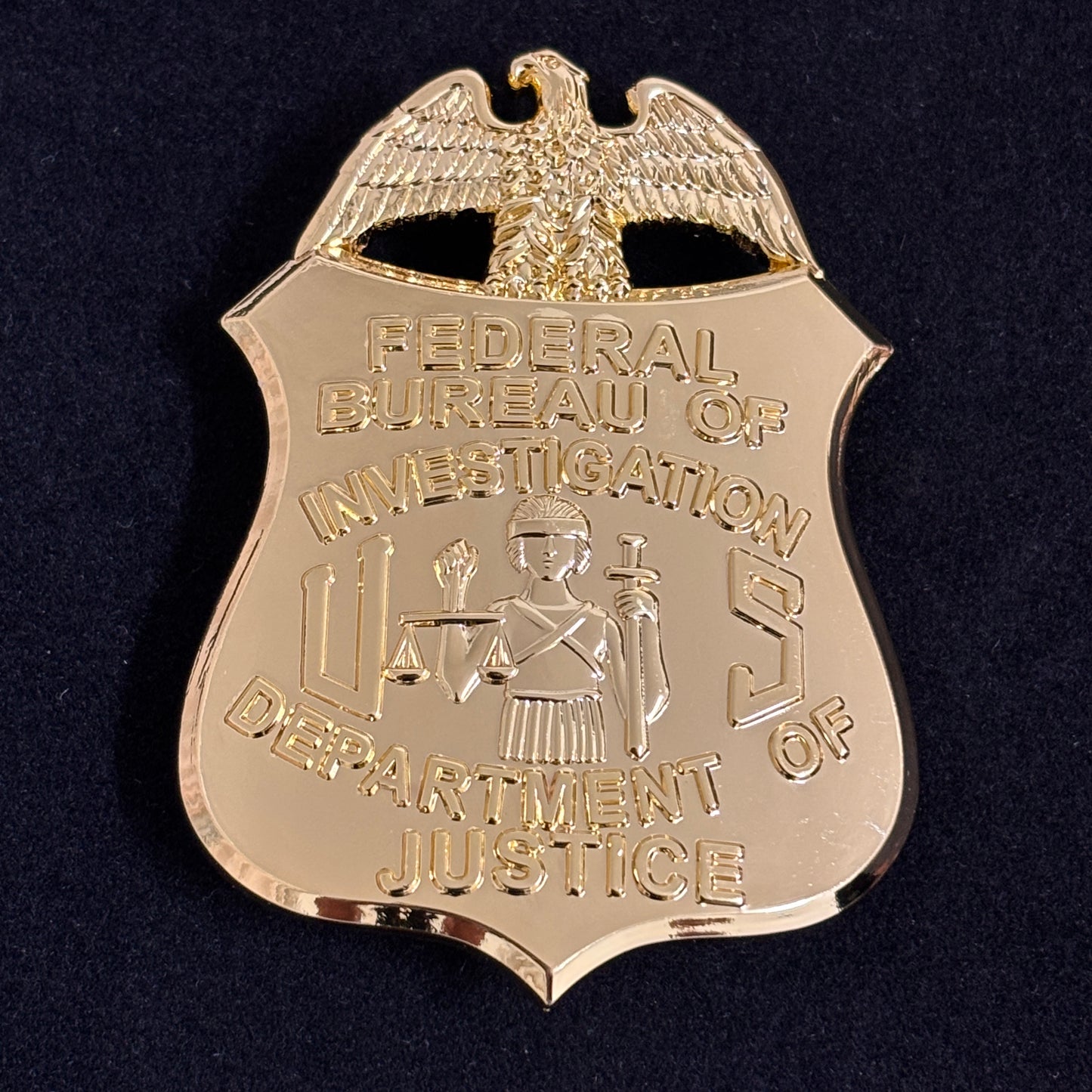 Réplique de l'insigne du FBI du ministère de la Justice, accessoire de cinéma