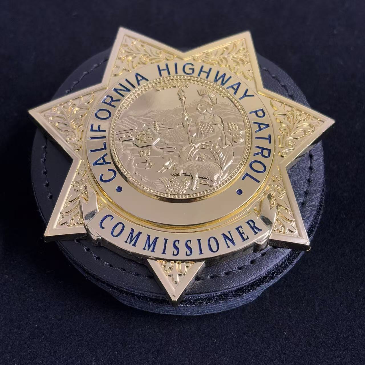 US CHP Commissioner Badge Replik Filmrequisiten Anpassbare Nummer