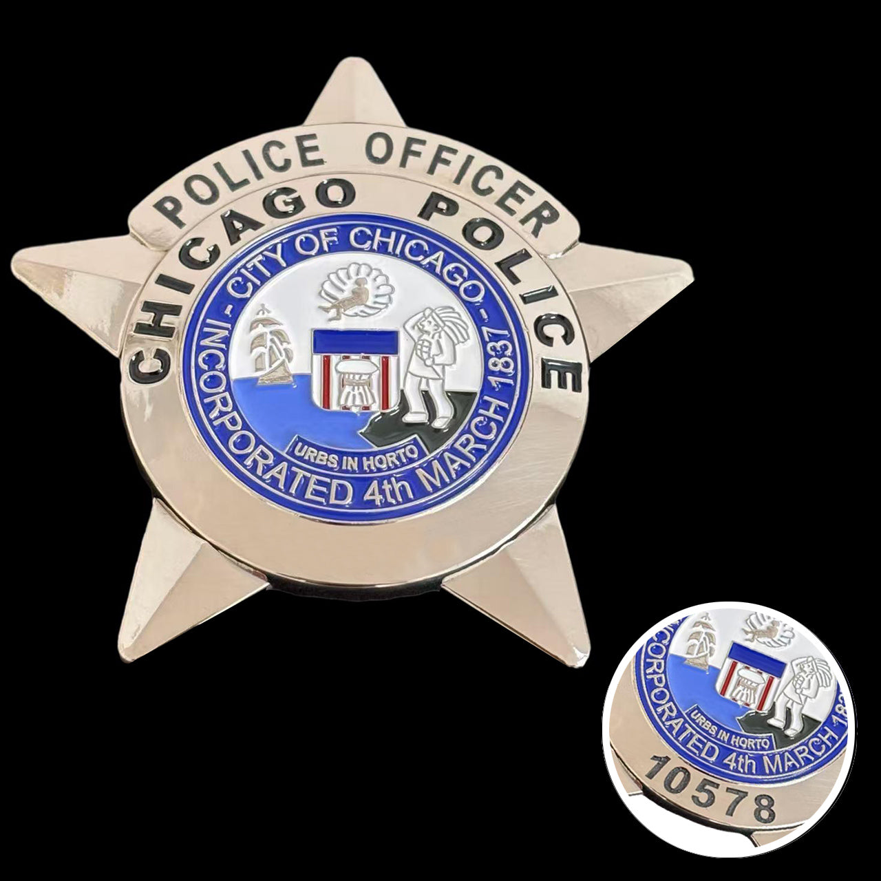 Badge CPD d'agent de police de Chicago, numéro personnalisable