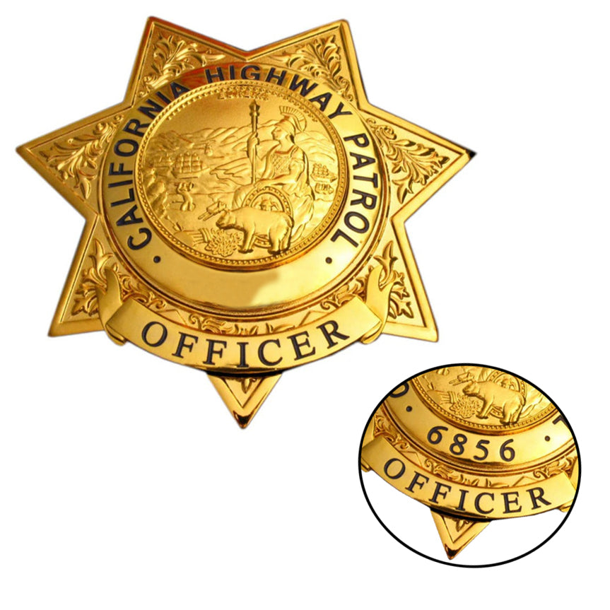 US CHP Officer California Highway Patrol Badge Replica Movie Props Customizable Number