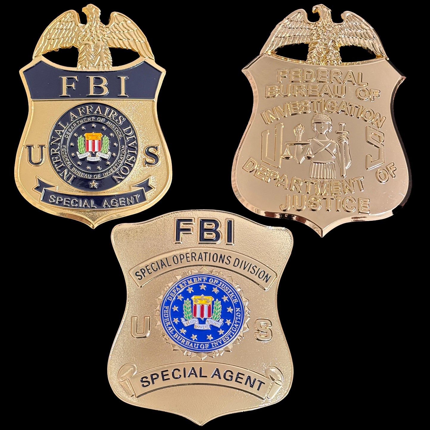 3 FBI-Abzeichen-Set, Replika-Filmrequisiten