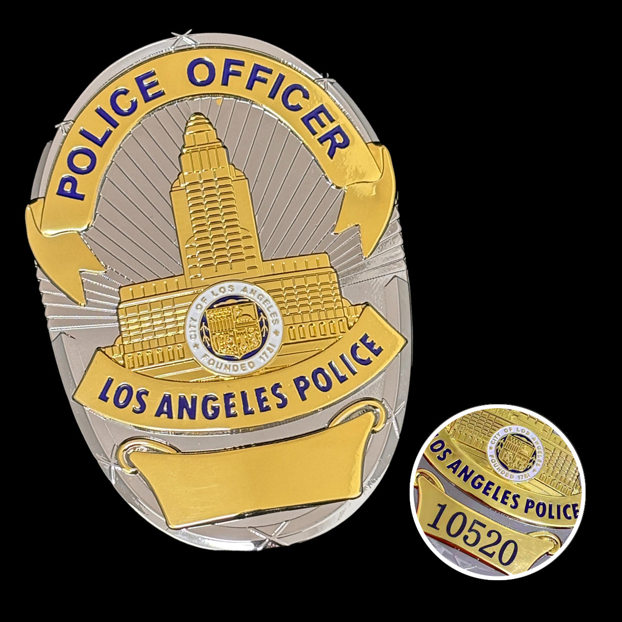 Badge du bureau de police de Los Angeles LAPD avec numéro personnalisable