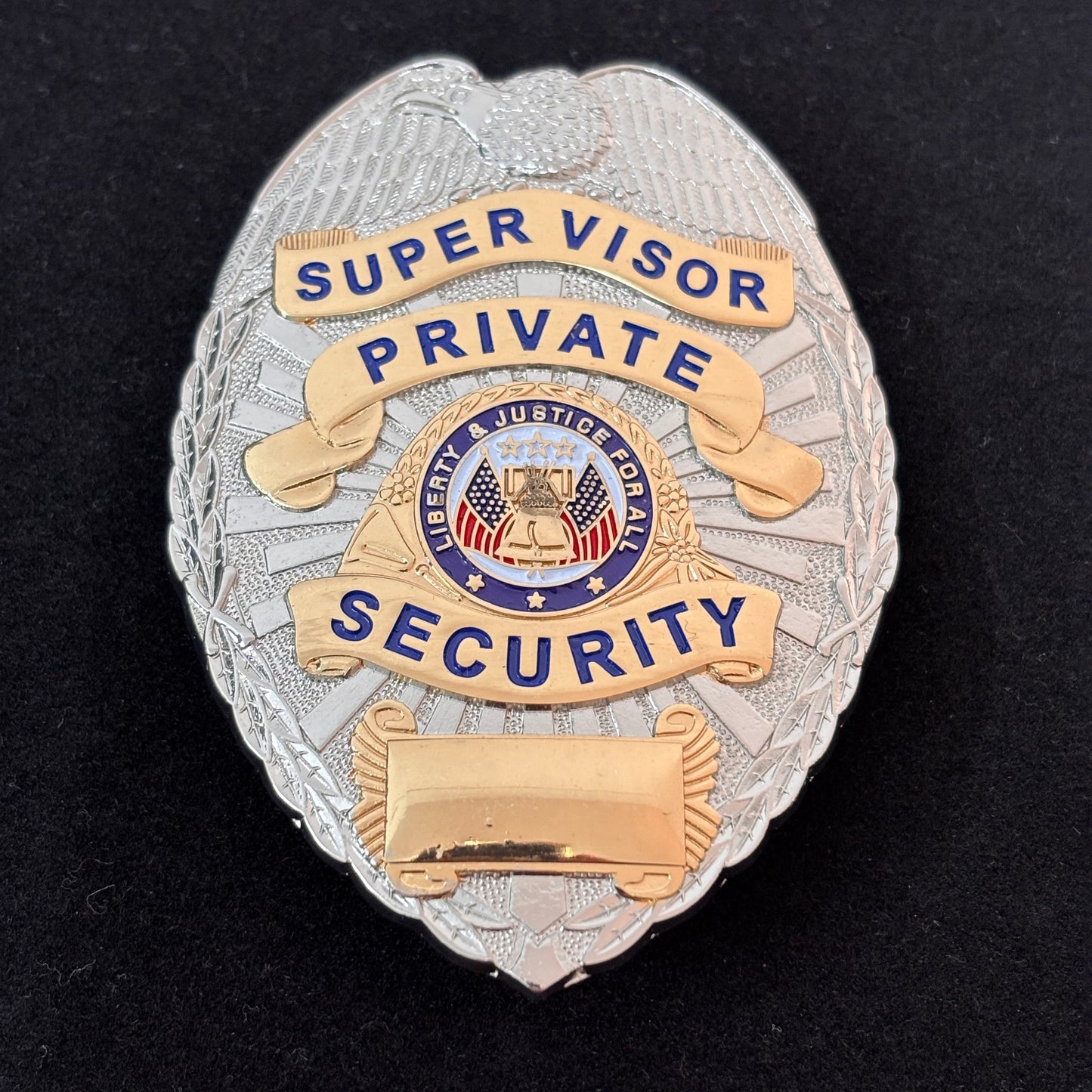 Liberty & Justice For All Supervisor Private Security Badge Replik Filmrequisiten Anpassbare Nummer