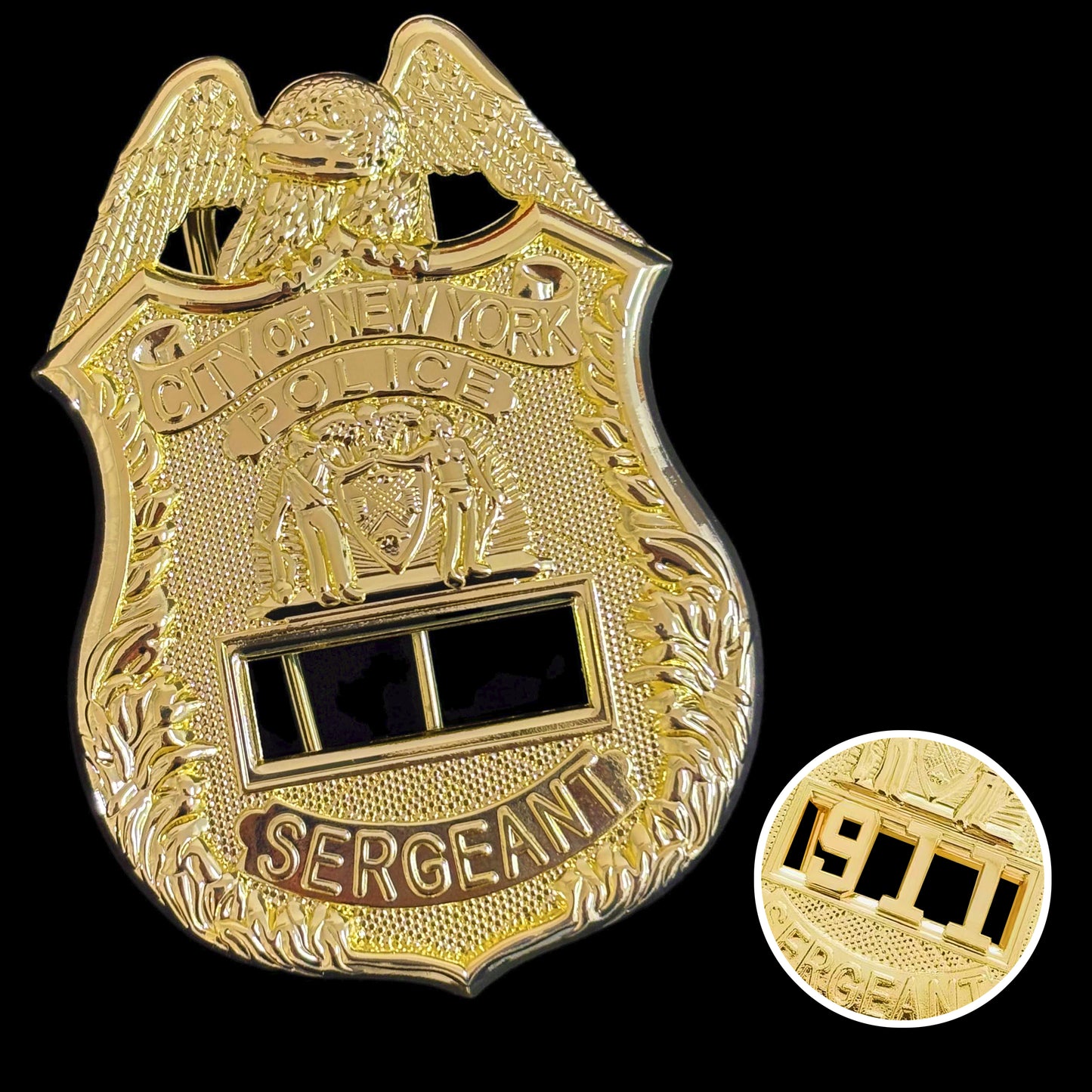 City Of New York Police Sergeant ABZEICHEN Replik Film Requisiten Nummer Anpassen