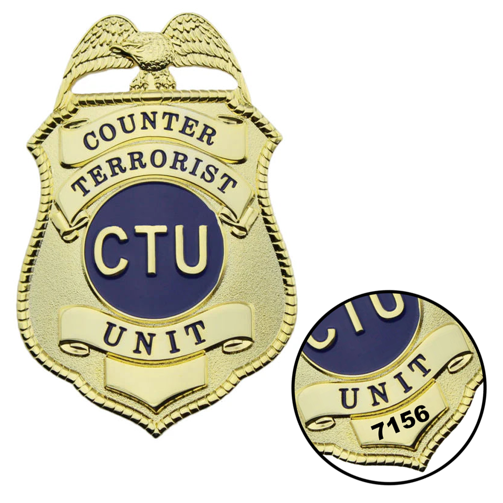 US Counter Terrorist Unit CTU Badge Replica Movie Props Customizable Number