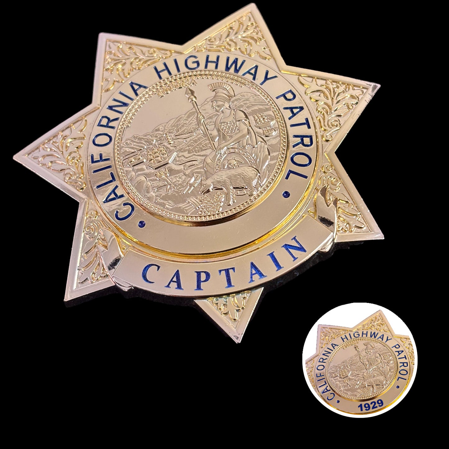 Réplique de l'insigne du capitaine de la California Highway Patrol, accessoire de film, numéro personnalisable