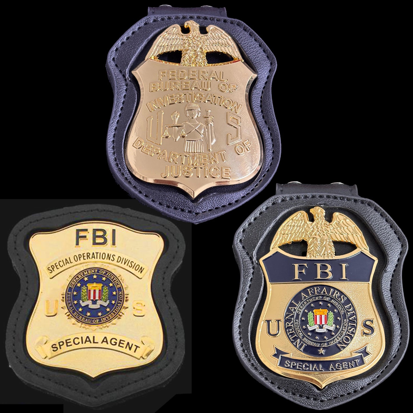 3 FBI-Abzeichen-Set, Replika-Filmrequisiten