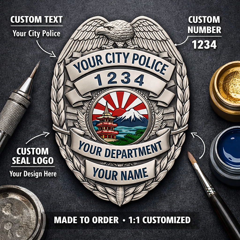 Design nach Ihrem Foto – Individuelle Polizeimarke als Filmrequisite