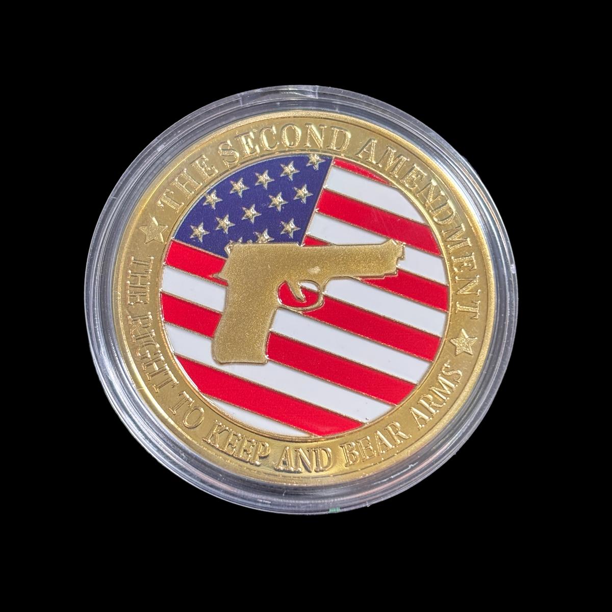 Der zweite Zusatzartikel zur Verfassung: Das Recht, Waffen zu besitzen und zu tragen. Challenge Coin