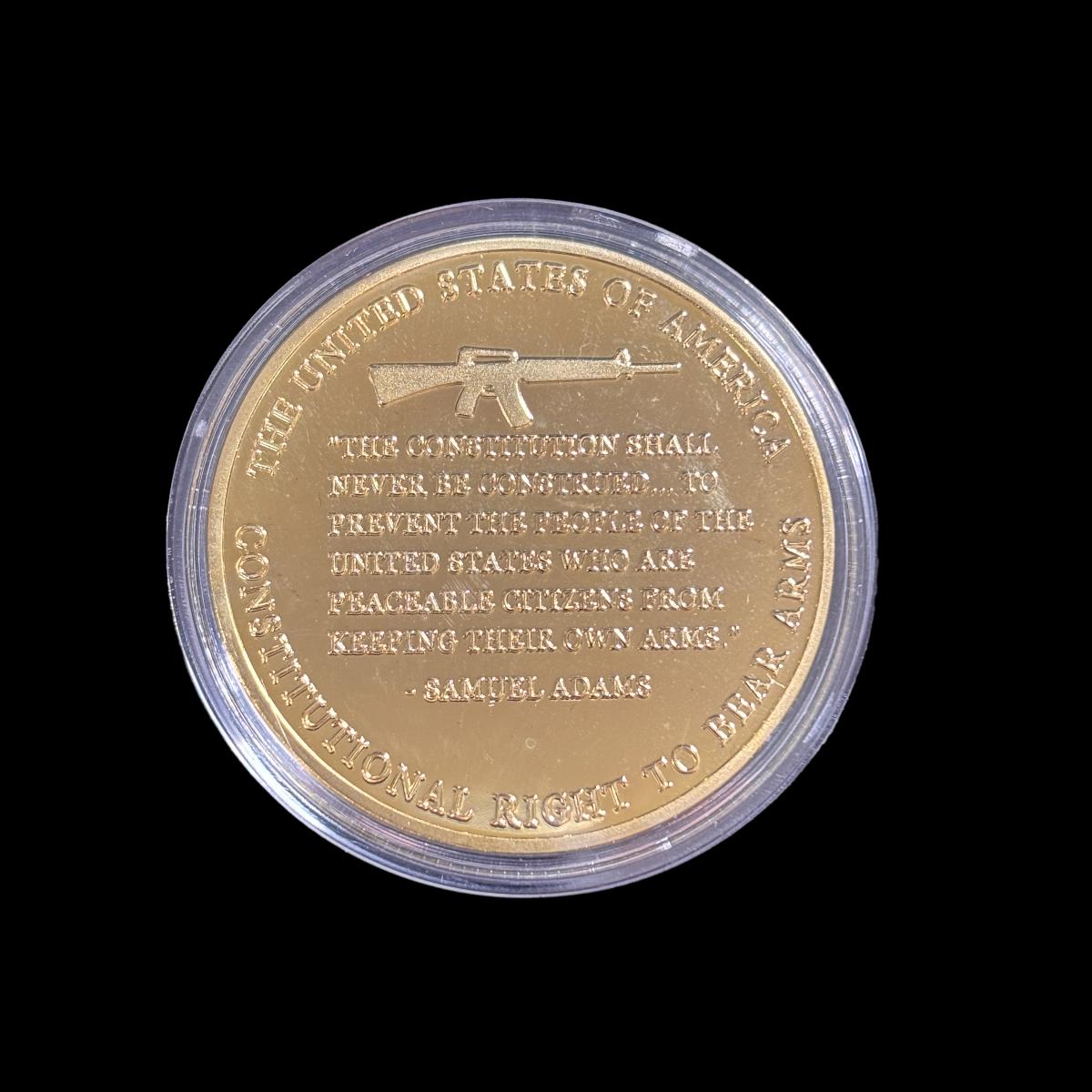 Der zweite Zusatzartikel zur Verfassung: Das Recht, Waffen zu besitzen und zu tragen. Challenge Coin