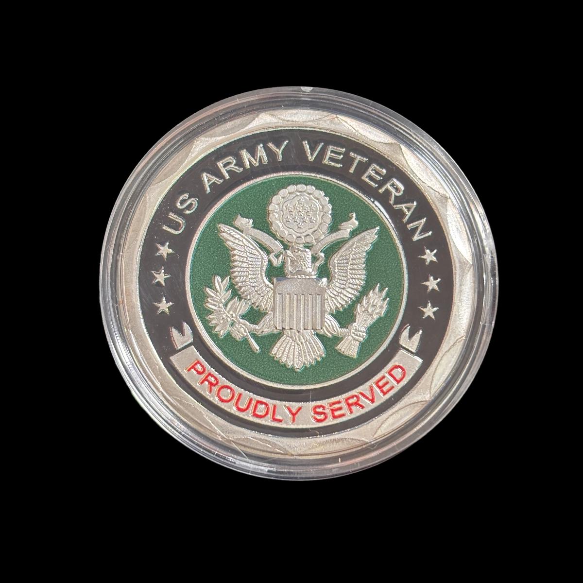 US ARMY VETERAN PROUDY SERVED Challenge Coin