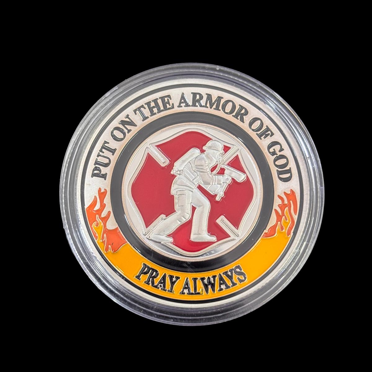 Lege die Rüstung Gottes an, bete immer, Challenge Coin