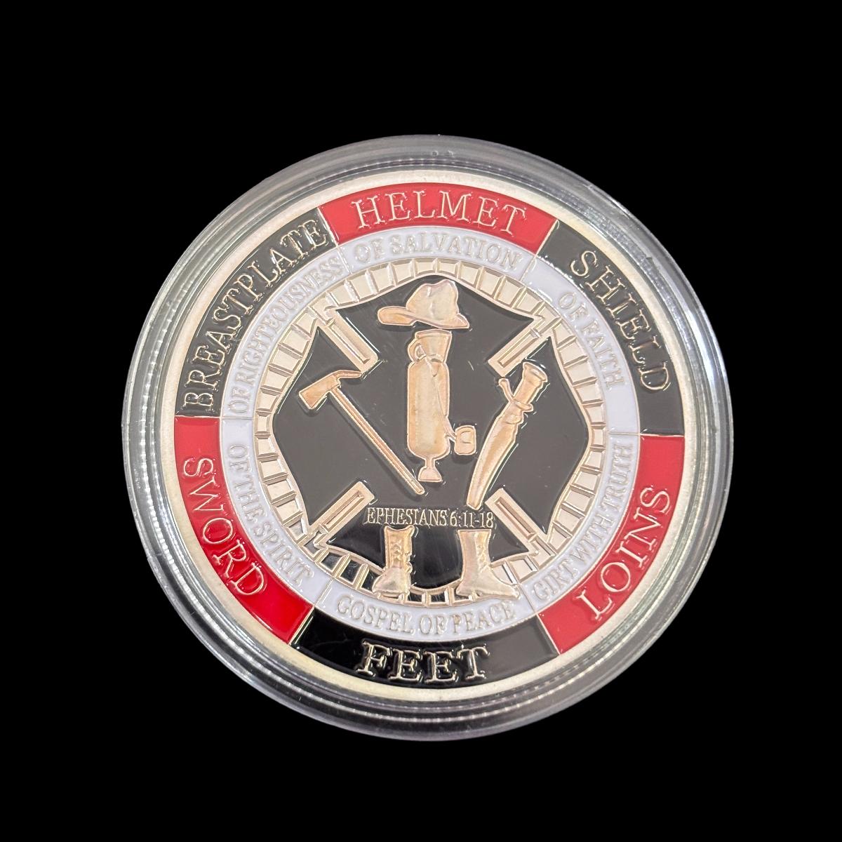 Lege die Rüstung Gottes an, bete immer, Challenge Coin