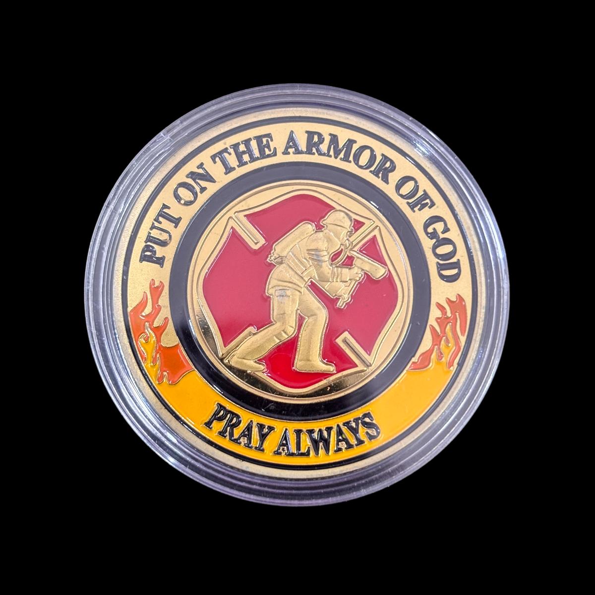 Lege die Rüstung Gottes an, bete immer, Challenge Coin