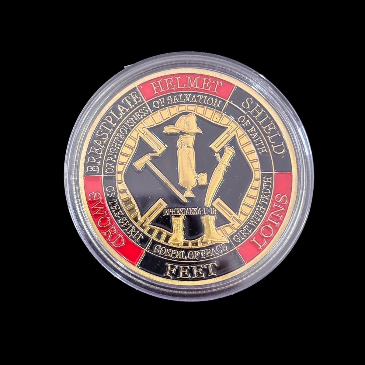 Lege die Rüstung Gottes an, bete immer, Challenge Coin