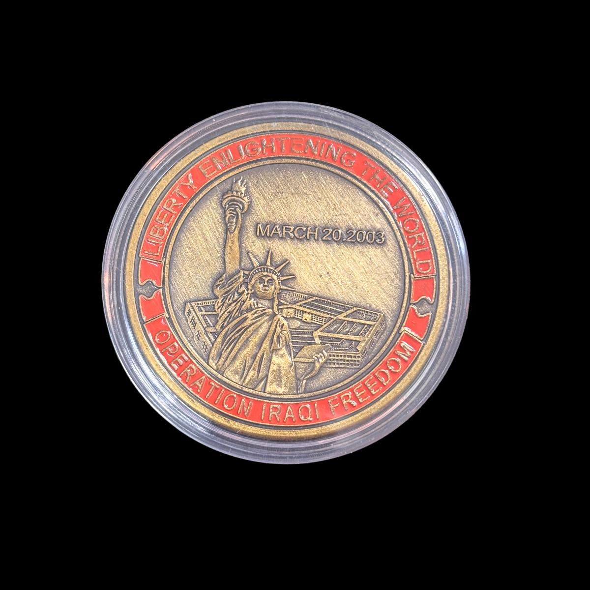 OPERATION IRAQI FREEDOM LIBERTY ENLIGHTENING THE WORLD Herausforderungsmünze