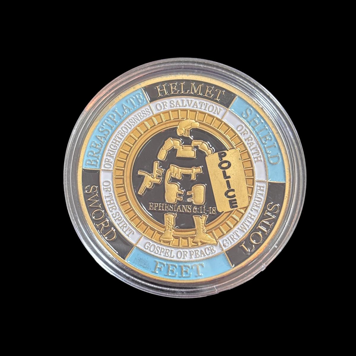 Lege keine Rüstung Gottes an, bete immer, Challenge Coin