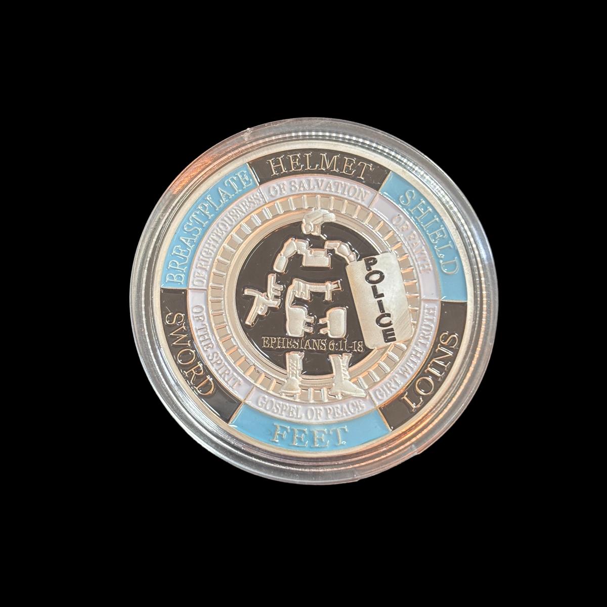 Lege keine Rüstung Gottes an, bete immer, Challenge Coin