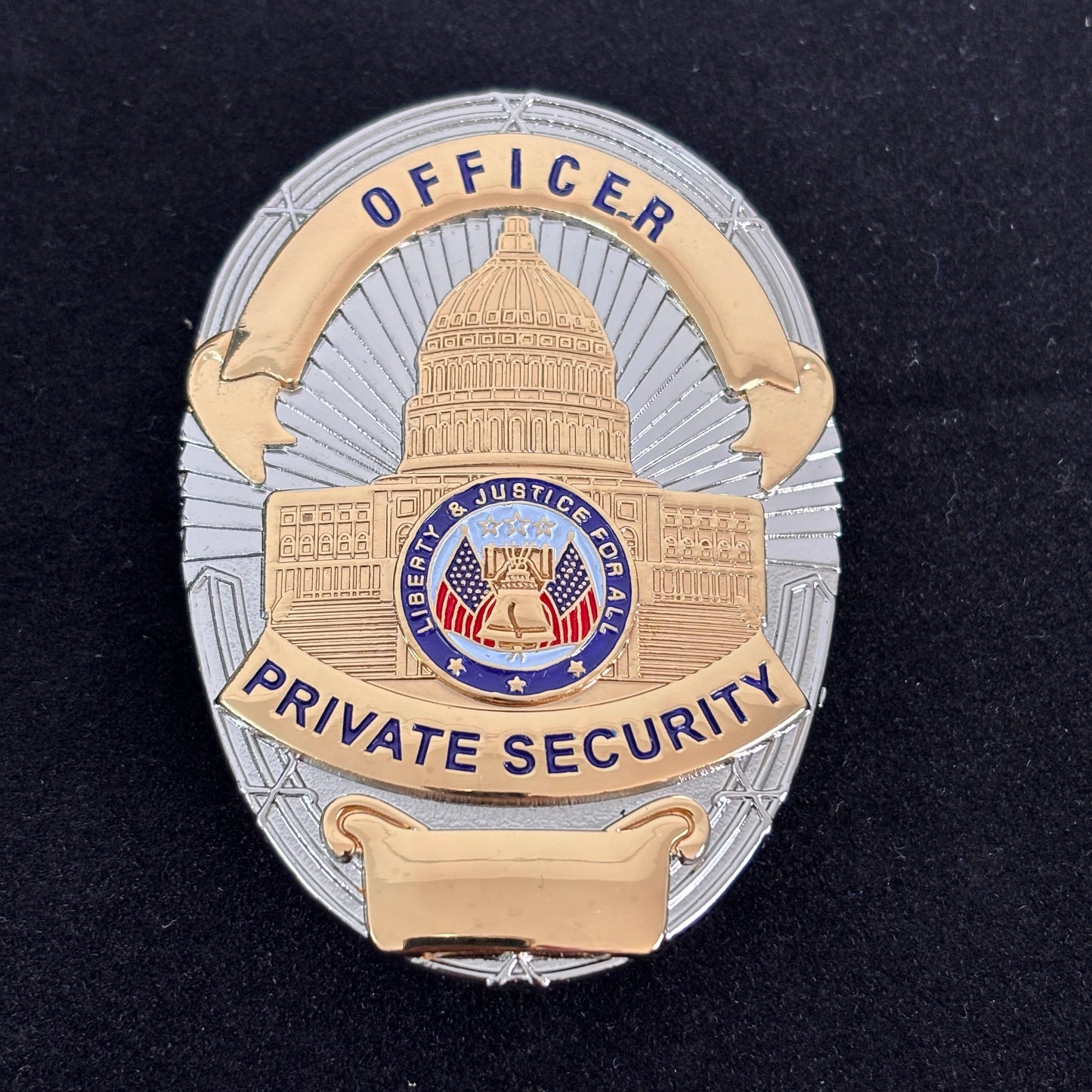 Réplique du badge d'officier de sécurité privée Liberty & Justice For All, accessoire de film