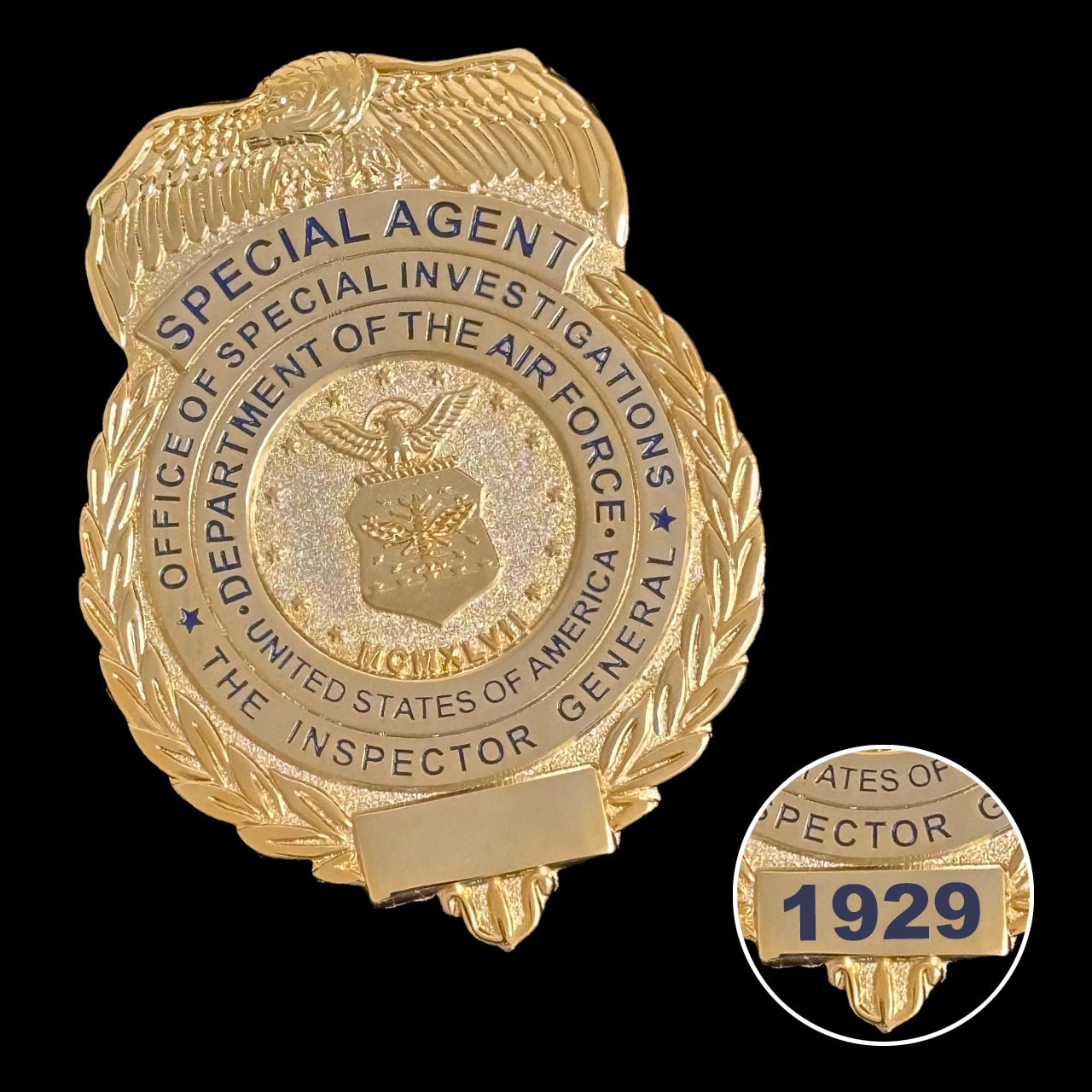 US AFOSI/OSI Air Force Office of Special Investigations Special Agent Badge Replik Filmrequisiten Anpassbare Nummer