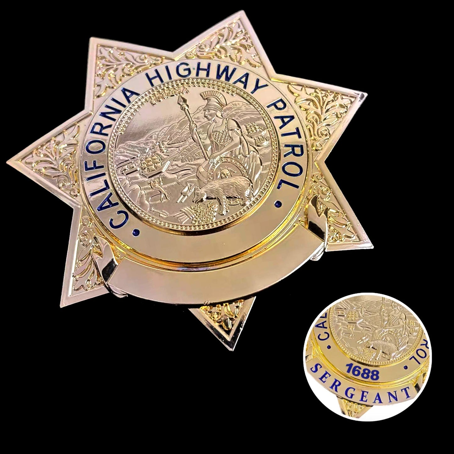 US CHP California Highway Patrol Abzeichen Replik Film Requisiten anpassbare Nummer & Name