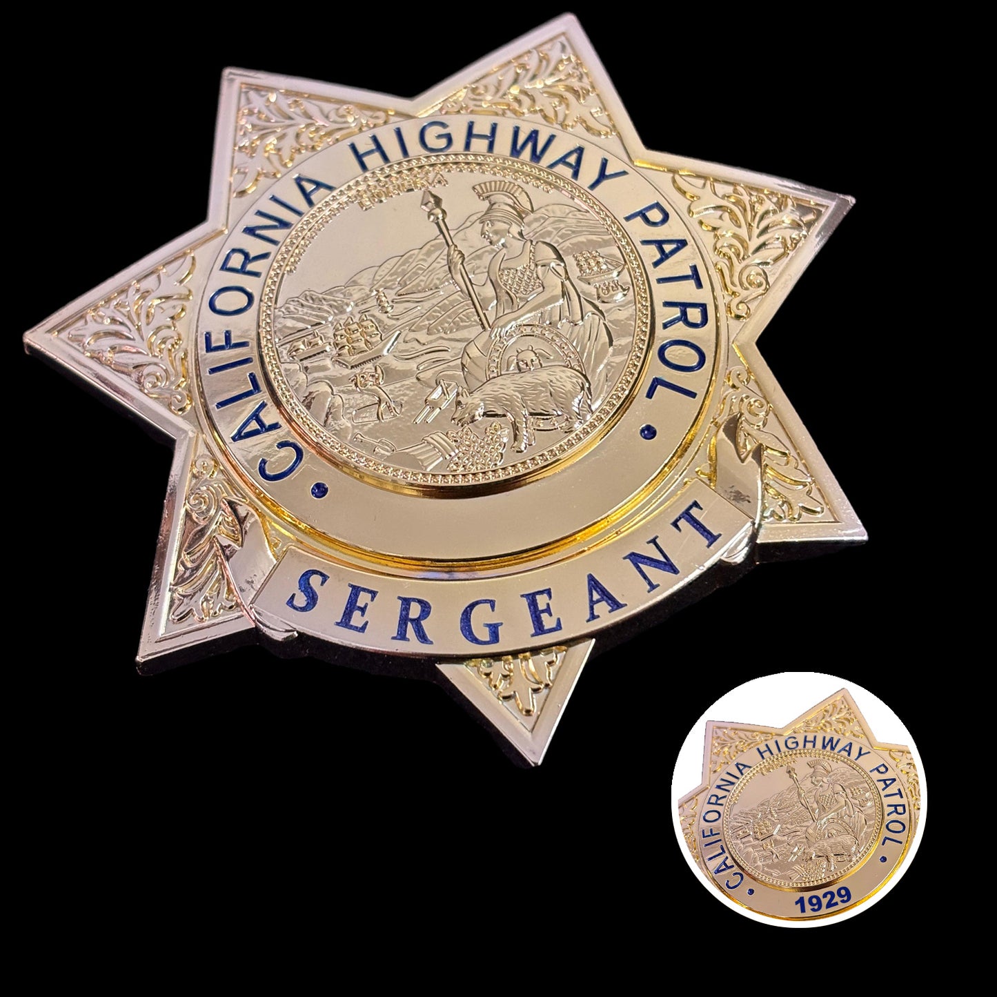 US CHP Sergeant Abzeichen Replik Film Requisiten Anpassbare Nummer