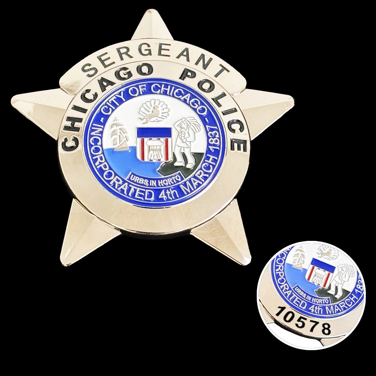 CPD Chicago Polizei Sergeant Abzeichen anpassbare Nummer