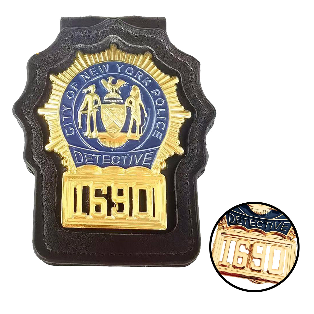 NYPD New York Police Detective Badge Replica Movie Props Customizable Number