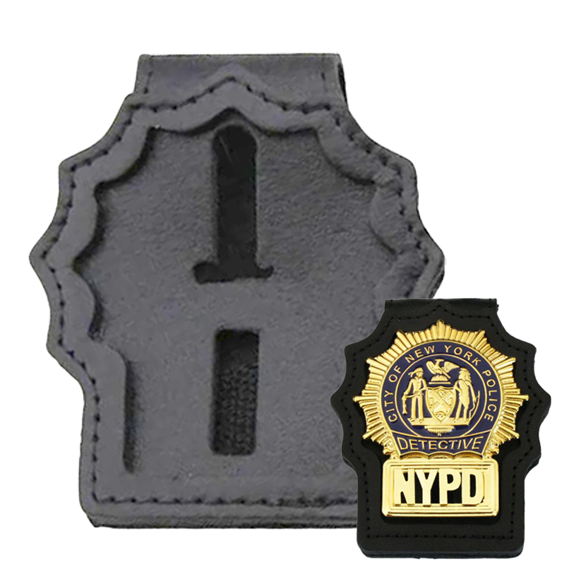 Halter/Holster/Geldbörse aus echtem Leder für NYPD-Detektiv-Polizeiabzeichen