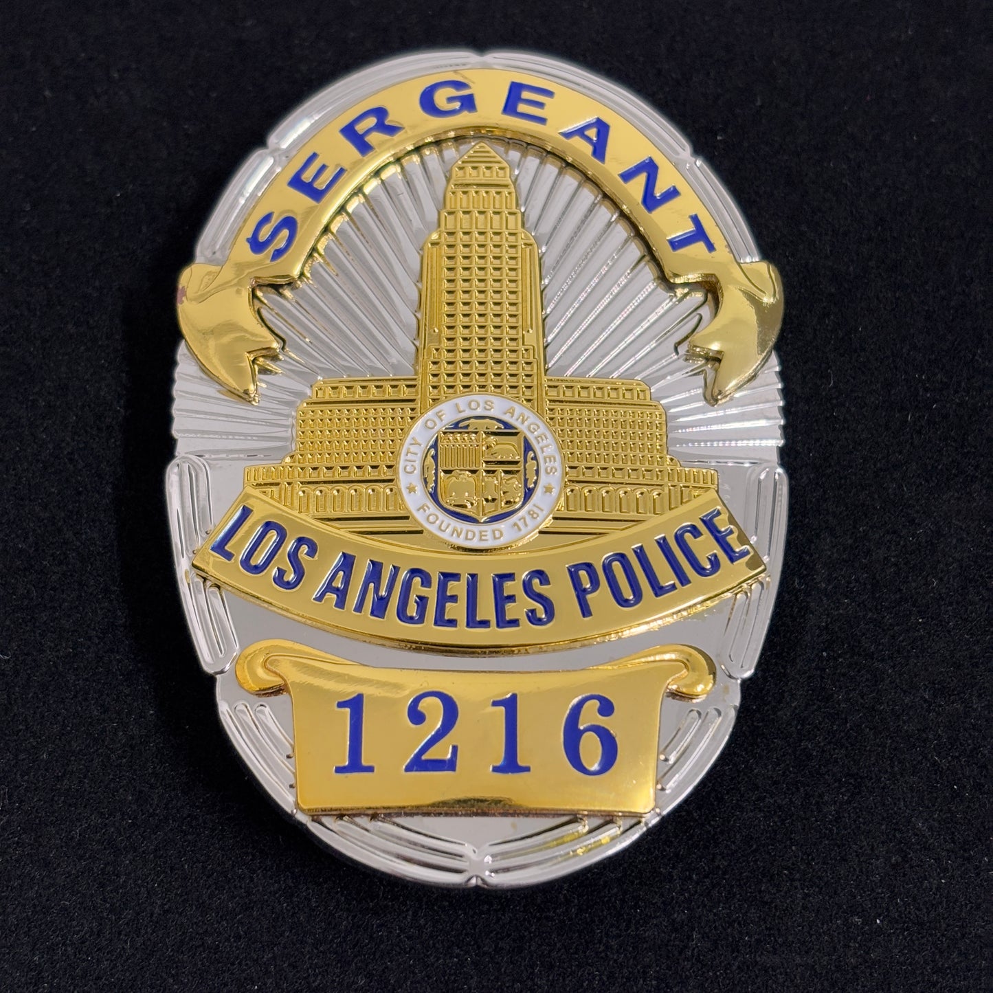 Réplique du badge 1216 du sergent de police du LAPD, accessoire de film