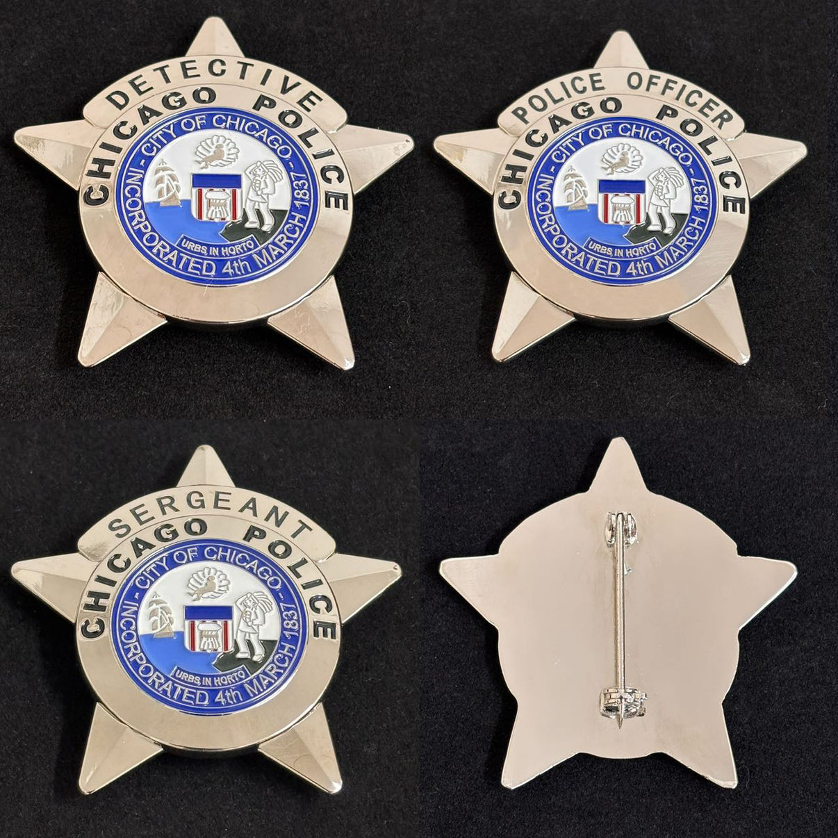 CPD Chicago Police Officer Detective Sergeant Badge Set Replica Movie cpd-chicago-police-officer-detective-sergeant-badge-set-replica-movie