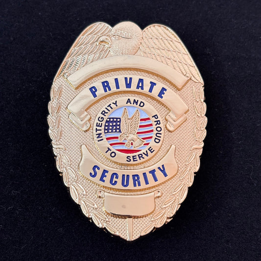 Intégrité et fierté de servir Réplique de badge de sécurité privée Accessoires de film Numéro personnalisable