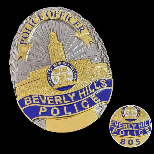 Réplique de l'insigne de détective de la police américaine de Beverly Hills, accessoires de cinéma, numéro personnalisable