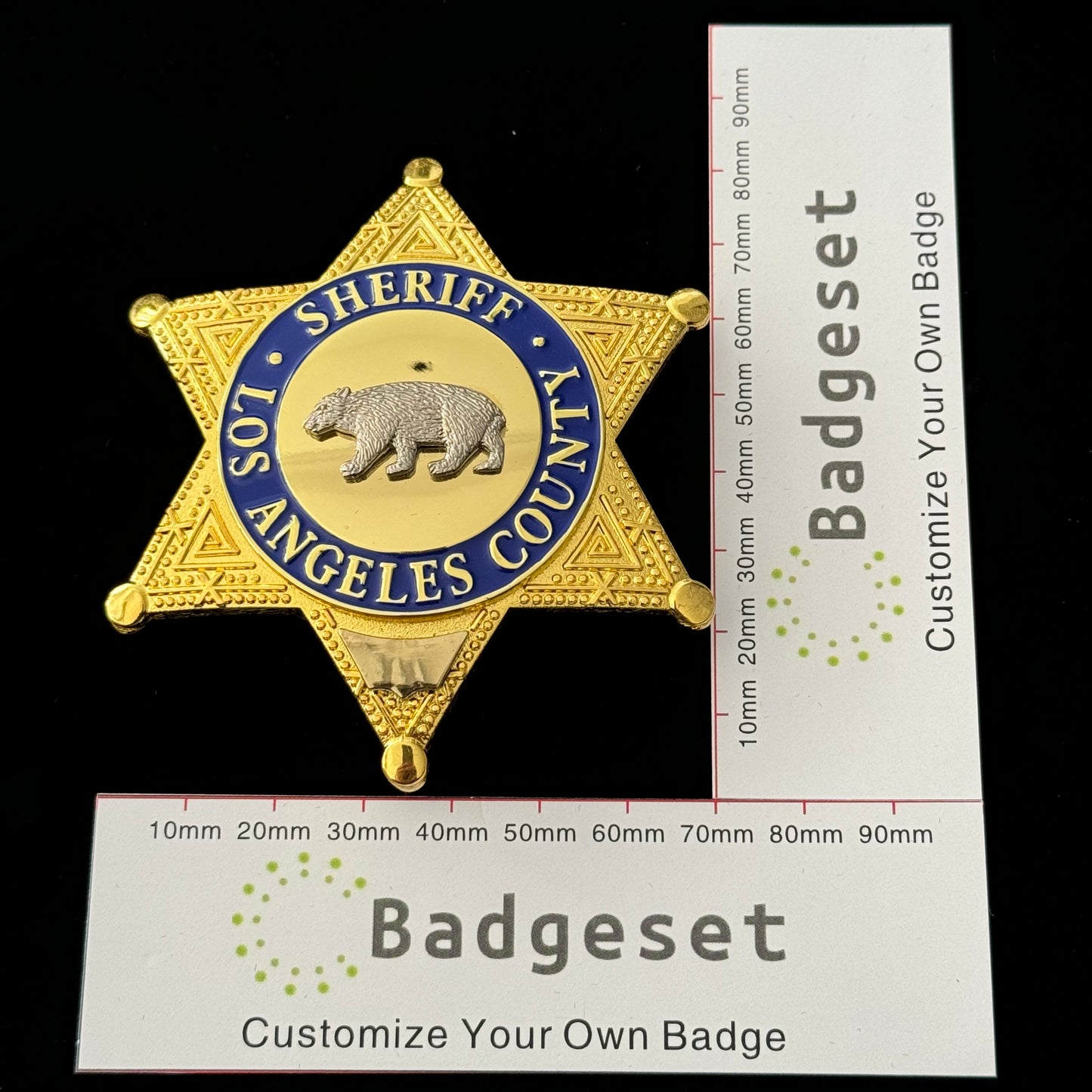 LASD Los Angeles County Sheriff Bear Badge Customize Number Replica Movie Props