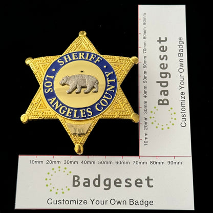 LASD Los Angeles County Sheriff Bear Badge Customize Number Replica Movie Props