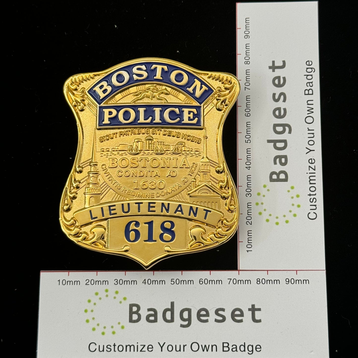 ボストン警察中尉バッジレプリカ映画小道具（番号618）