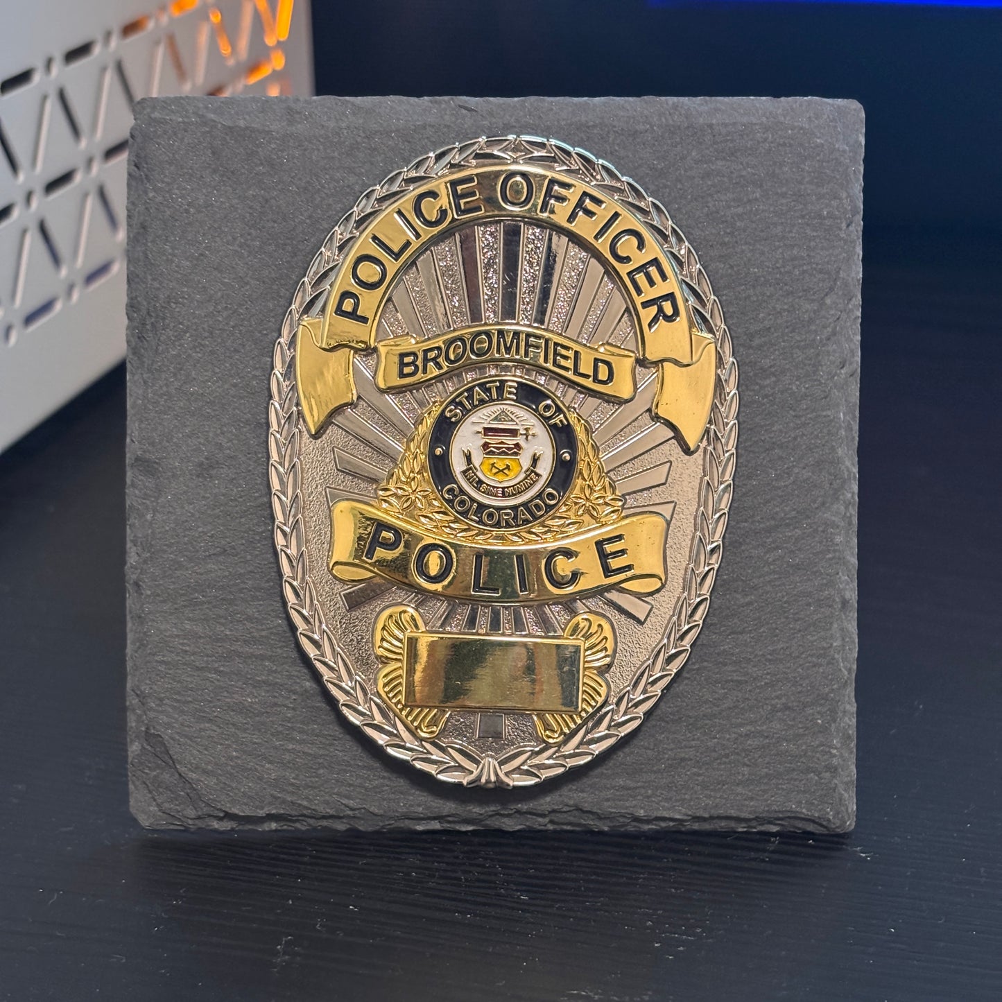 Broomfield police badge Desk Decor,Law Enforcement Award & Recognition Collectible gifts retirement memorial