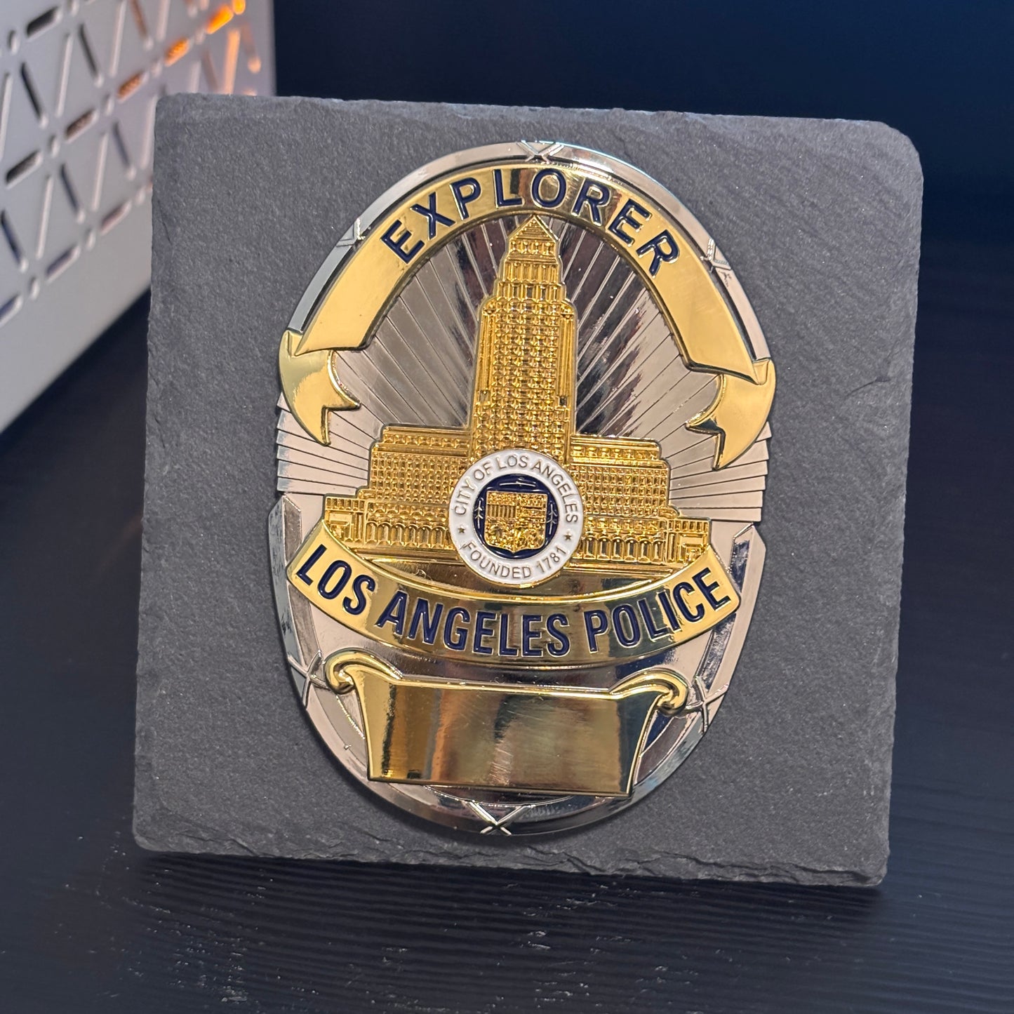 Explorer LAPD badge Desk Decor,Law Enforcement Award & Recognition Collectible gifts retirement memorial