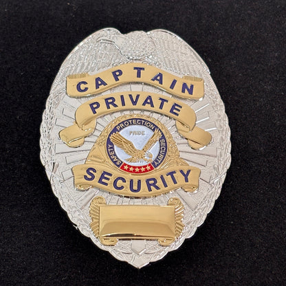 Sicherheitsschutz Sicherheitskapitän Private Security Badge Replik Filmrequisiten Anpassbare Nummer