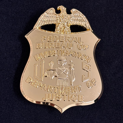 Réplique de l'insigne du FBI du ministère de la Justice, accessoire de cinéma