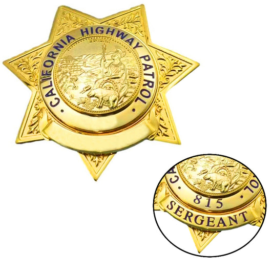 Réplique de l'insigne du capitaine de la California Highway Patrol (CHP) des États-Unis, accessoires de cinéma, numéro et nom personnalisables