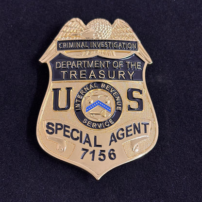 Réplique de l'insigne d'agent spécial du Département des enquêtes criminelles du Trésor, accessoire de film n° 7156