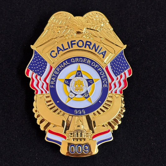 Réplique de l'insigne 009 de l'Ordre fraternel de police de Californie, accessoire de cinéma