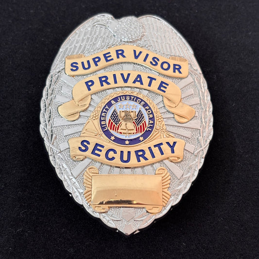Réplique du badge de sécurité privée du superviseur Liberty &amp; Justice For All, accessoires de cinéma, numéro personnalisable
