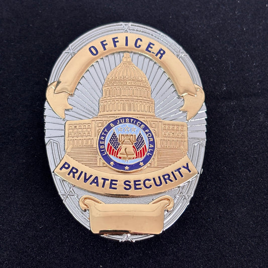 Réplique de badge d'officier de sécurité privée Liberty &amp; Justice For All, accessoires de film, numéro personnalisable