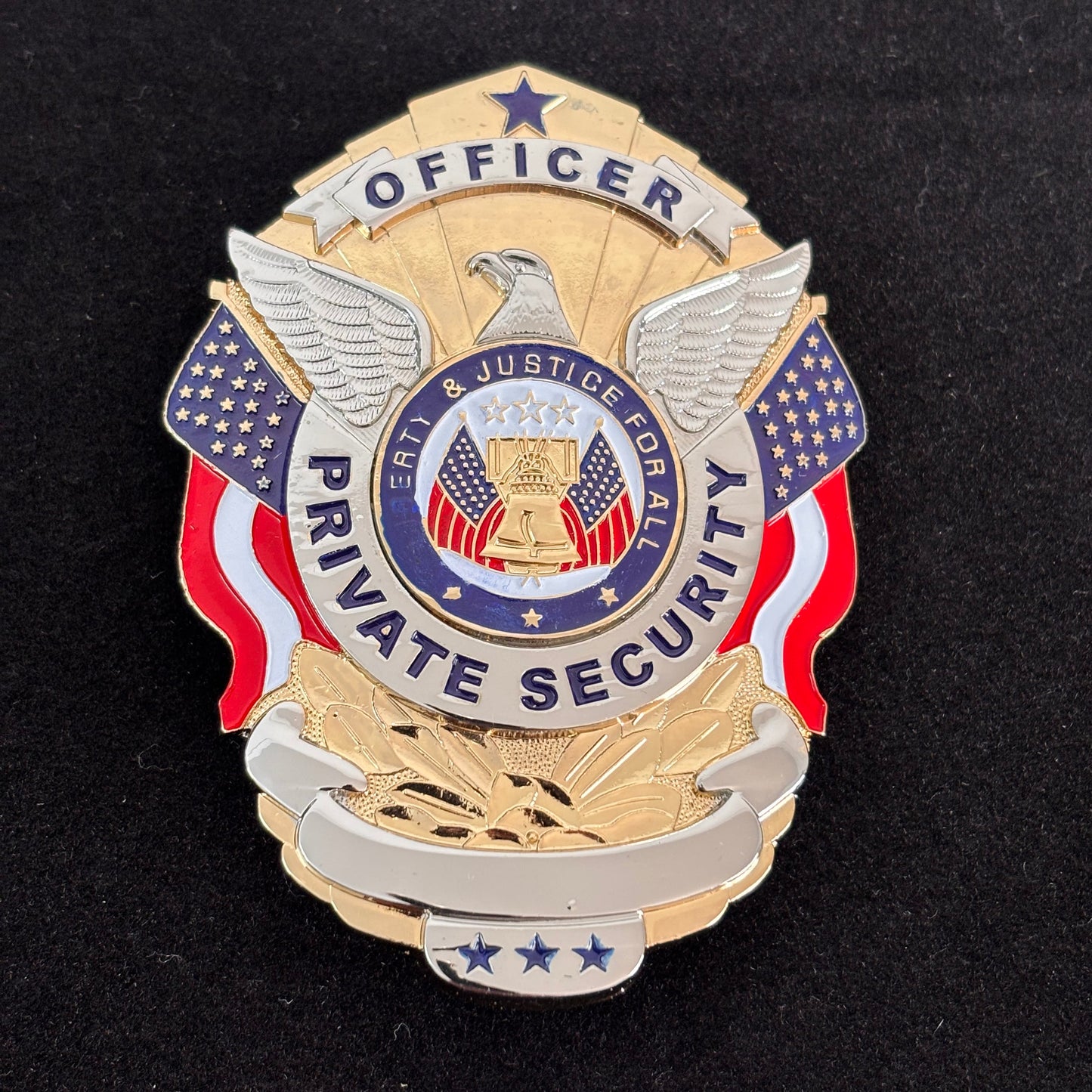 Badge d'officier de sécurité privée Liberty &amp; Justice For All avec réplique d'étoile, accessoires de cinéma