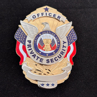 Badge d'officier de sécurité privée Liberty &amp; Justice For All avec réplique d'étoile, accessoires de cinéma